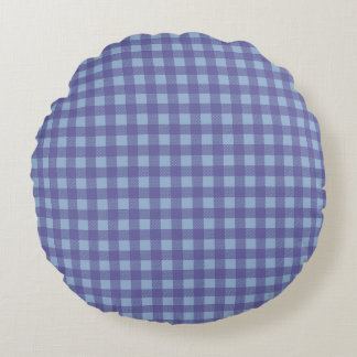 Pastel Lavender Geometric Plaid Design Round Cushion
