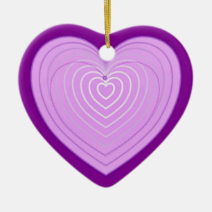 Pastel lavender heart on a deep purple background ceramic tree decoration