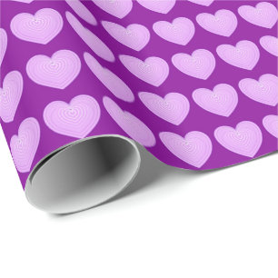 Pastel lavender hearts on a deep purple background wrapping paper