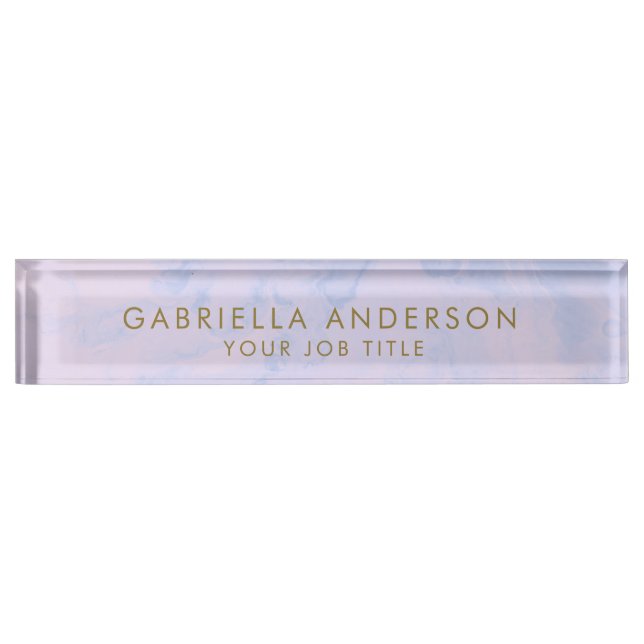 Pastel Lavender Marble Girly Professional Office Nameplate (Front)