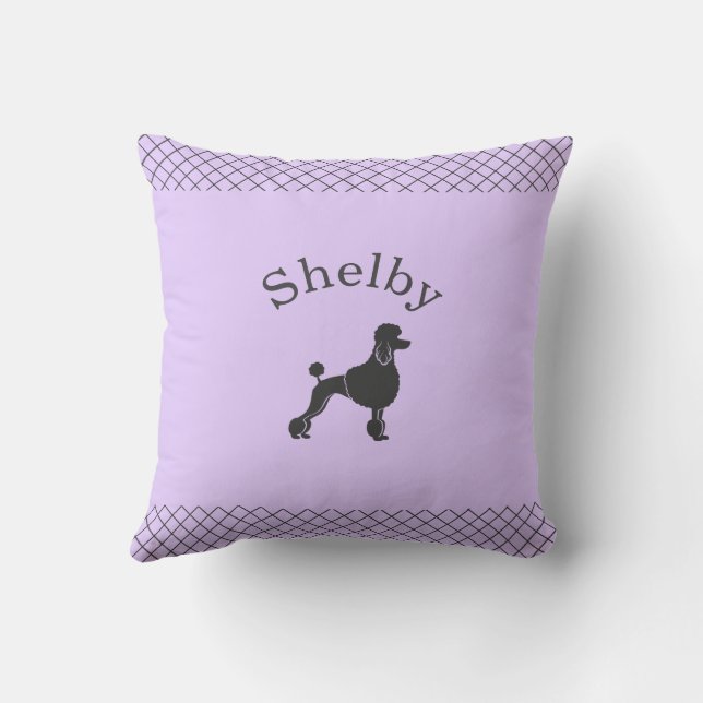 Pastel Lavender Poodle Personalised Matching  Cushion (Back)