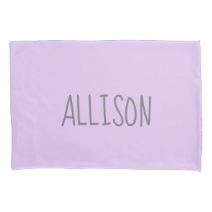 Pastel Lavender Purple Personalised Name Girls Pillowcase