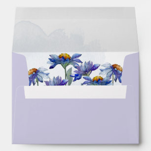 Pastel Lavender Watercolor Purple Daisies Envelope