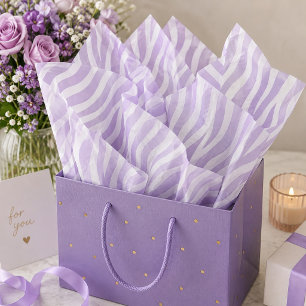 Pastel Lavender & White Zebra Stripes Animal Print Tissue Paper
