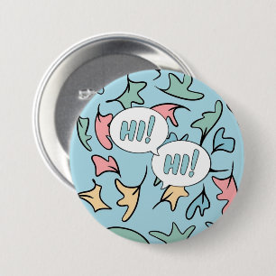 Pastel Leaves Blue 7.5 Cm Round Badge