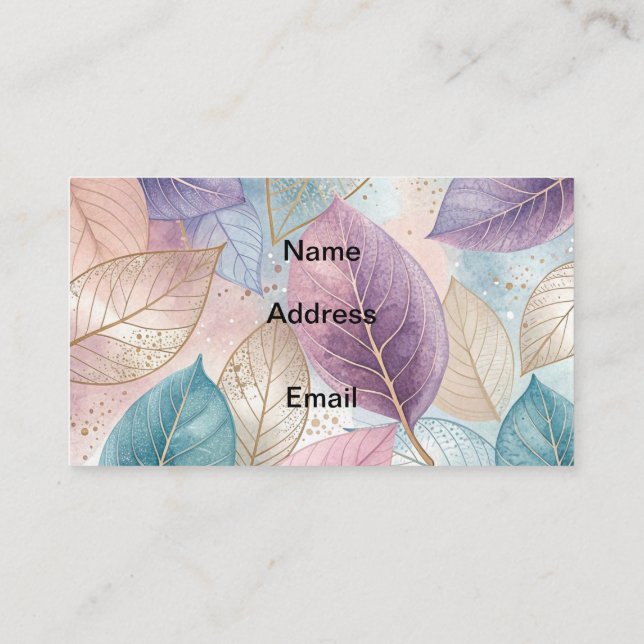 Pastel leaves  business card (Back)