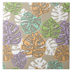 pastel leaves ceramic tile