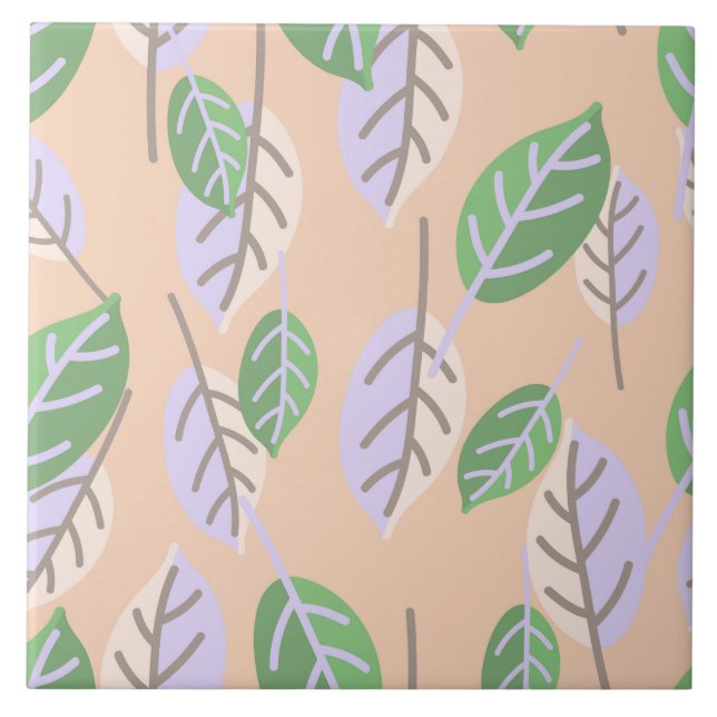 pastel leaves ceramic tile (Front)
