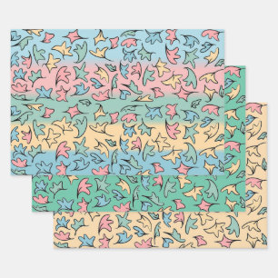 Pastel Leaves Collection 2 Wrapping Paper Sheet