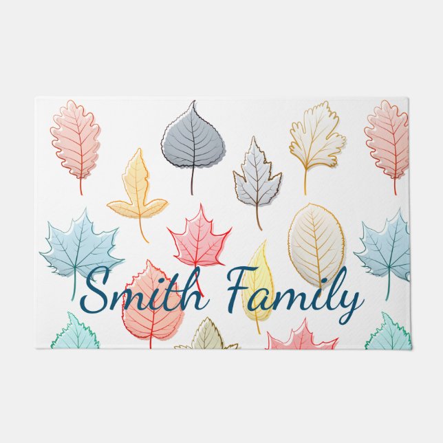 Pastel Leaves Doormat (Front)