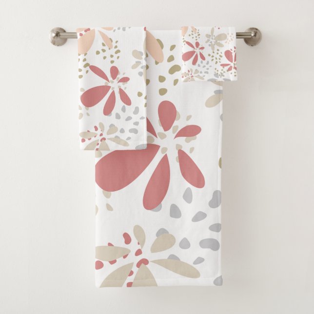 Pastel Leaves & Dots Towels (Insitu)