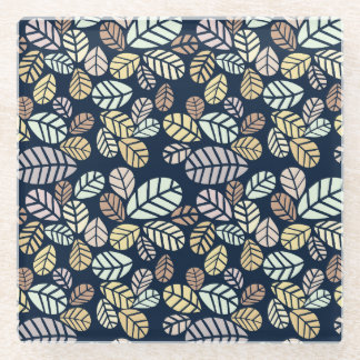 Pastel Leaves Glass Coaster