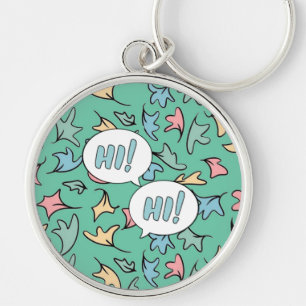 Pastel Leaves Green Key Ring