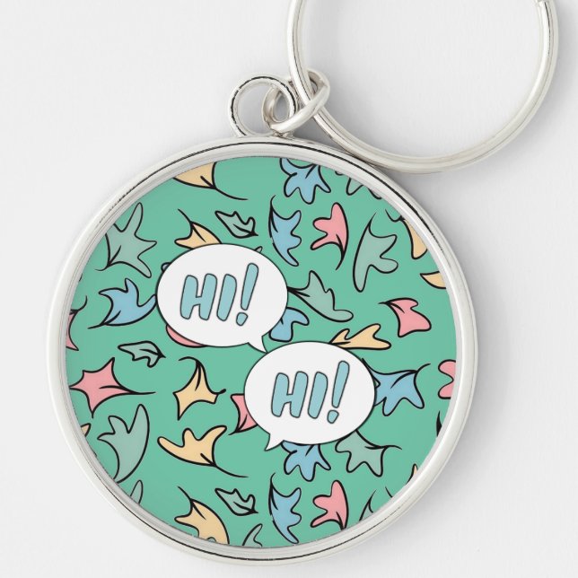 Pastel Leaves Green Key Ring (Front)