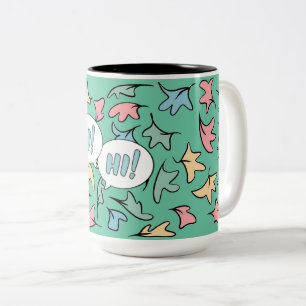 Pastel Leaves Green Two-Tone Coffee Mug