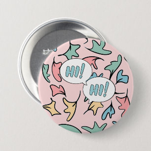 Pastel Leaves Pink 7.5 Cm Round Badge