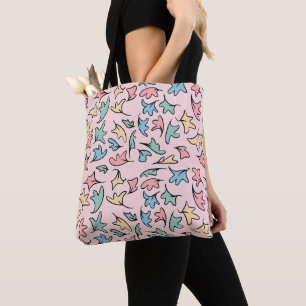 Pastel Leaves Pink Tote Bag