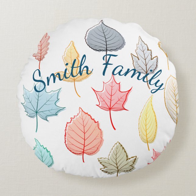 Pastel Leaves Round Cushion (Front)