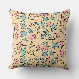 Pastel Leaves Yellow Cushion