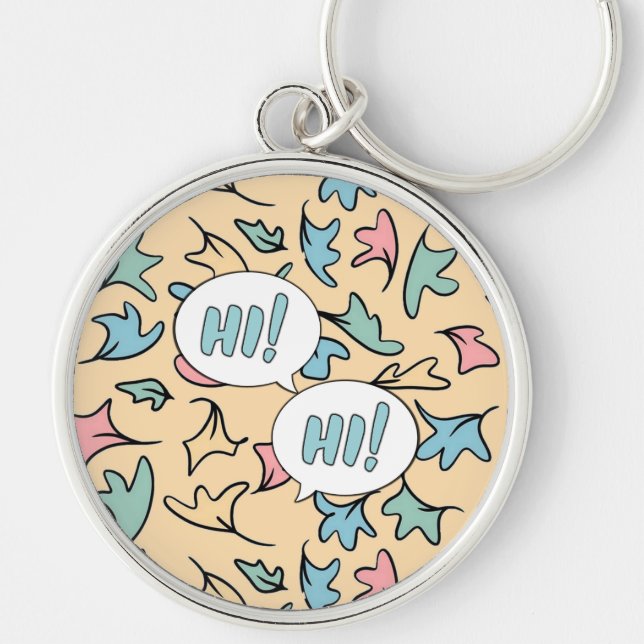 Pastel Leaves Yellow Key Ring (Front)