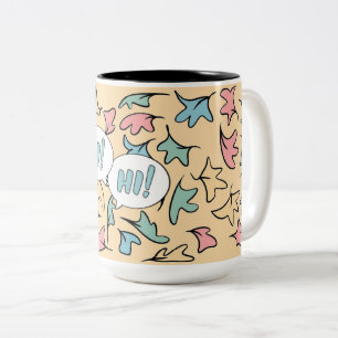 Pastel Leaves Yellow Two-Tone Coffee Mug