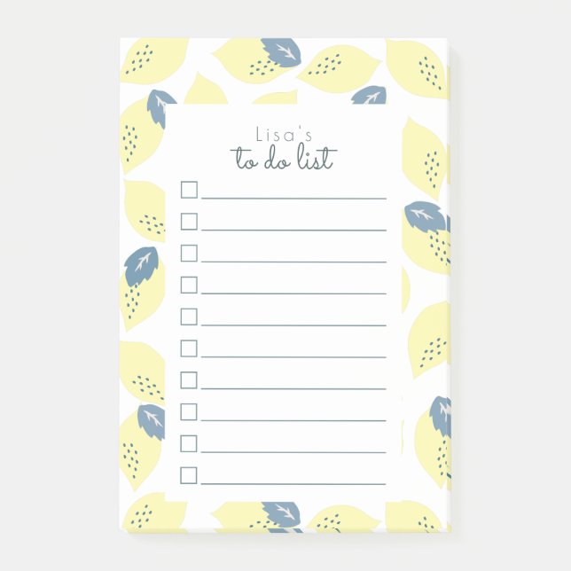 Pastel Lemon Patterns To Do List Post It Notes (Front)