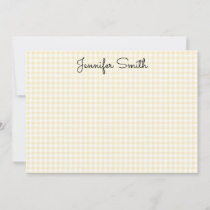Pastel Lemon Yellow Mini Gingham Card