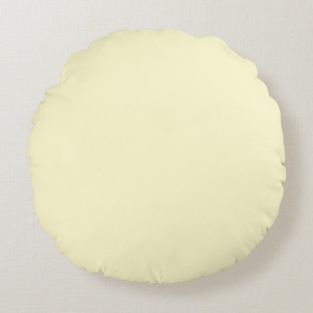 Pastel Lemon Yellow Pale Soft Meringue Yellow Round Cushion (Front)