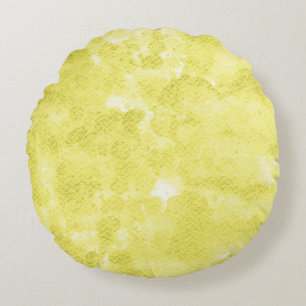 Pastel Lemon Yellow Watercolor Wash Round Cushion