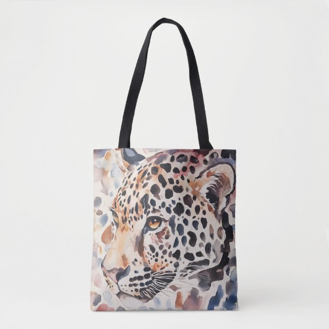 Pastel Leopard Head Shoulder Tote Bag  (Front)