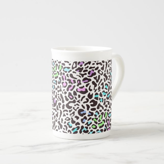 Pastel Leopard Print Bone China Mug (Front Right)