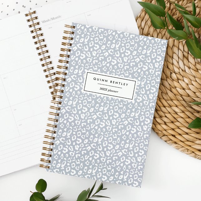 Pastel Leopard Print Personalised Planner | Fog (Creator Uploaded)