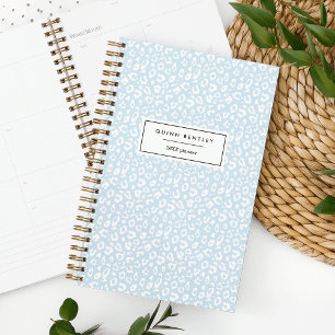 Pastel Leopard Print Personalised Planner Sky