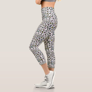 Pastel Leopard Spot Pattern Capri Leggings
