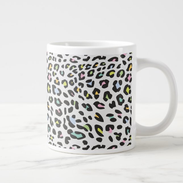 Pastel Leopard Spot Pattern Large Coffee Mug (Right)