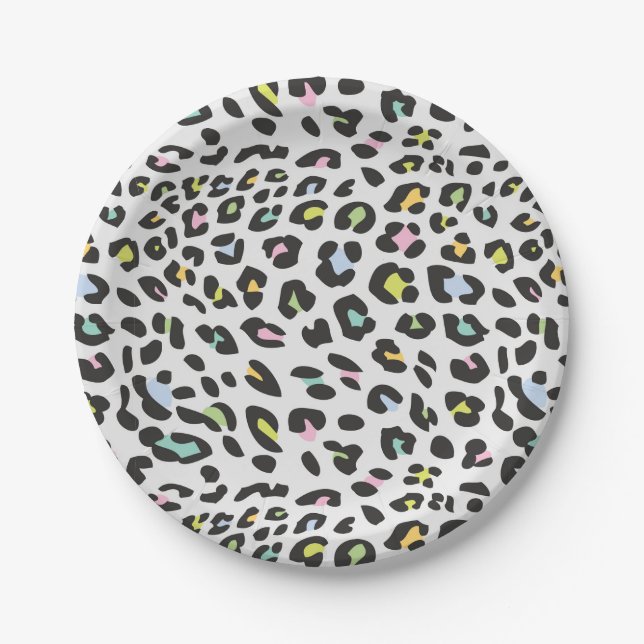 Pastel Leopard Spot Pattern Paper Plate (Front)