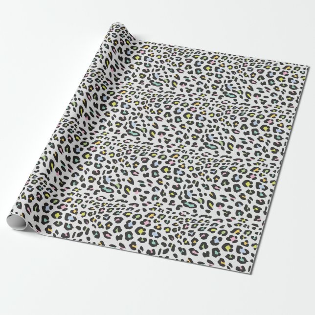 Pastel Leopard Spot Pattern Wrapping Paper (Unrolled)
