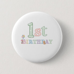 Pastel Letters 1st Birthday 6 Cm Round Badge