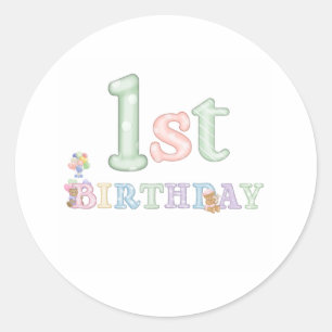 Pastel Letters 1st Birthday Classic Round Sticker