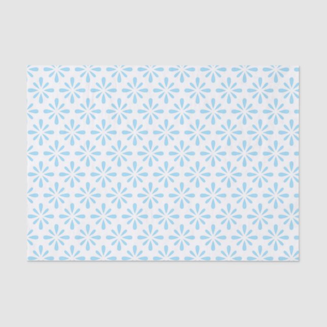 Pastel Light Blue Floral Elegant Wedding Tissue Paper (Front)