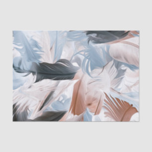 Pastel Light Blue Gold Feather Tissue Paper