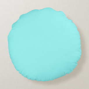pastel light Blue Green solid plain colour Round Cushion
