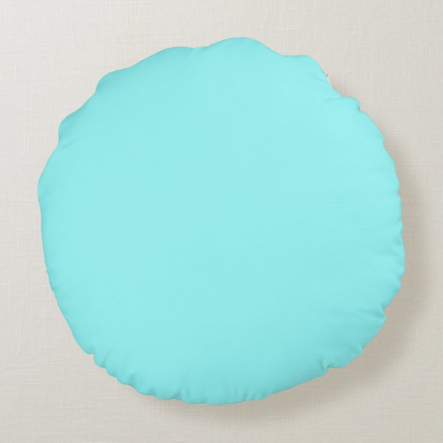 pastel light Blue Green solid plain colour Round Cushion (Back)