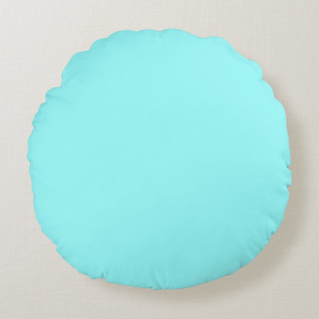 pastel light Blue Green solid plain colour Round Cushion (Front)