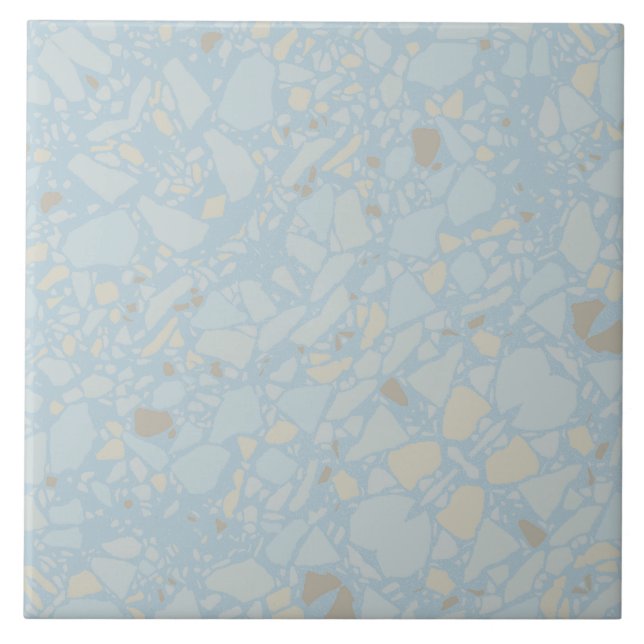Pastel light blue modern simple terrazzo effect tile (Front)