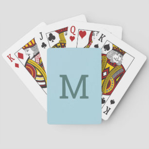 Pastel Light Blue Monogram Initial Playing Cards