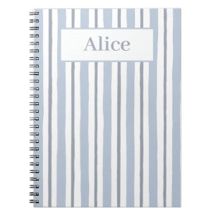 pastel light blue stripes style notebook