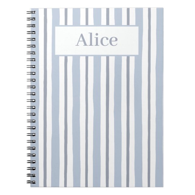 pastel light blue stripes style  notebook (Front)