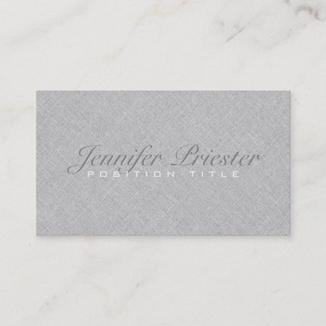 Pastel Light Grey Burlap Linnen Texture Business Card (Front)