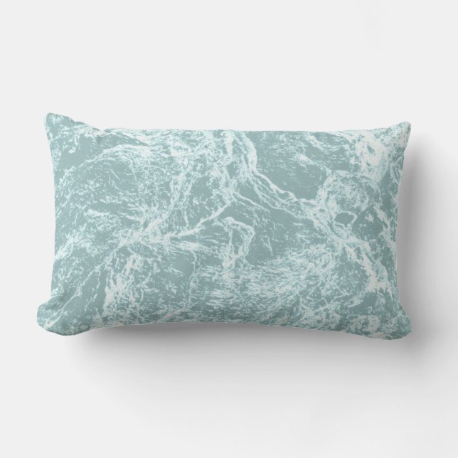 Pastel Light Turquoise Abstract Lumbar Cushion (Front)